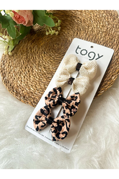 aysskids Набір шпильок для дівчаток з леопардовим візерунком і кремовою плете...