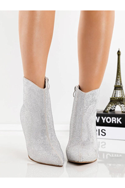 mei Women's Ankle Boots with Thin Heel 3AGZ115 Silver