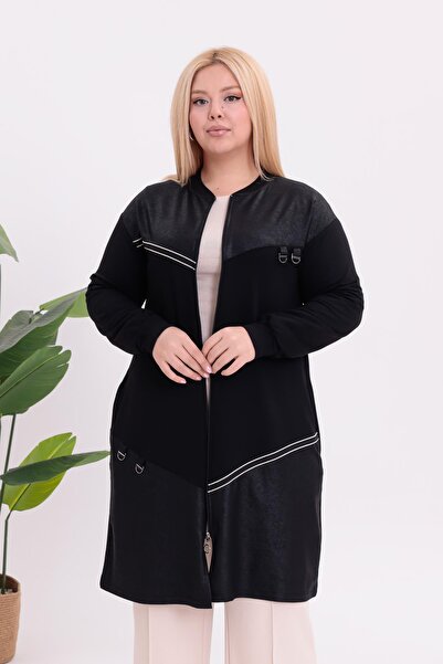 Siyezen Large Size Zippered Piped Tunic Hıka
