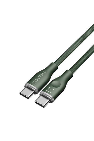 VOLTME كابل نايلون من سلسلة Rugg من USB-C إلى USB-C بطول 1 متر وقوة 60 واط - أخضر