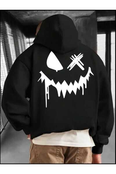 ORVIO Group Scary Face Printed Oversized Hoodie