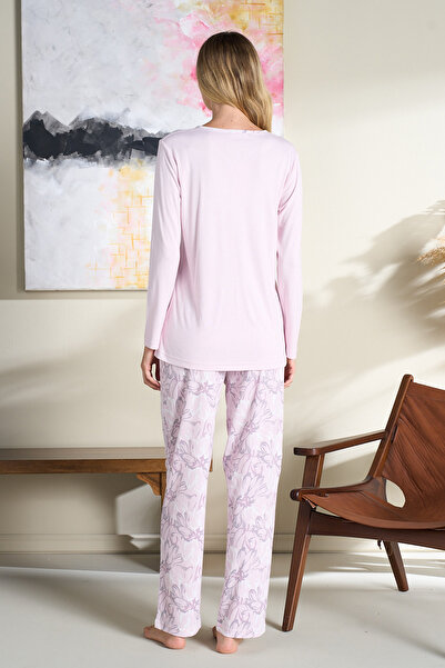 REMSA Plus Size Women's Combed Cotton Long Sleeve Pajama Set 3114 Lilac