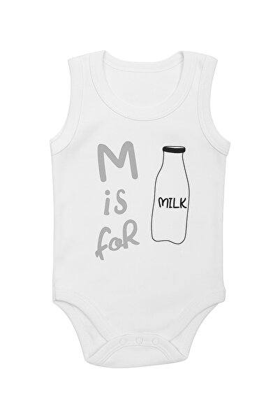 thesecret desire بدلة أطفال بيضاء بدون أكمام مطبوع عليها عبارة "M is for Milk...