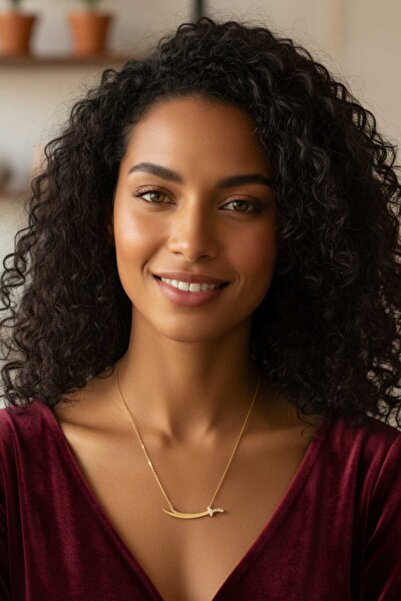 Flamingo 925 Ayar Gümüş Gold Kaplama Taşlı Zülfikar Kılıç Kolye