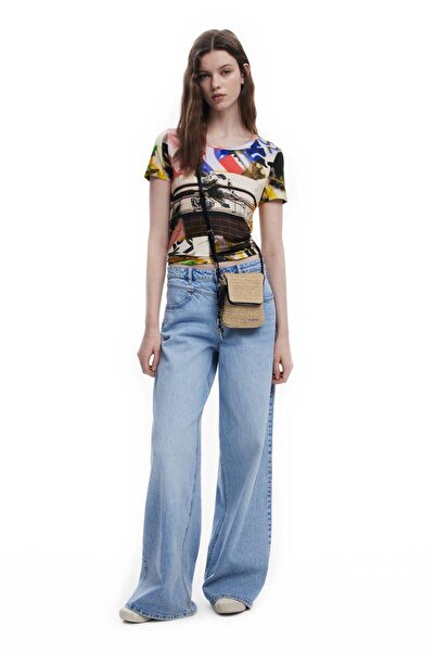 Desigual Small phone bag, Desigual, Half Logo Raffia Venecia series, Beige