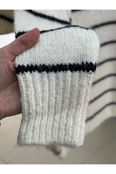 MİHRA STORE Alesa Striped Knitwear Tunic-Zi̇5227 White