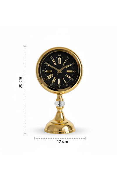 Genel Markalar Metal Hediyelik Kristal Gold Masa Saati | 30x17 cm | Butik Saat