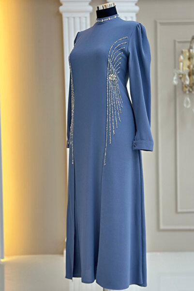 Amine Hüma Duru Abiye Elbise Gri