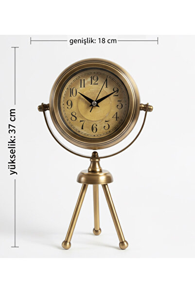 Genel Markalar Mini Tripod Retro Eskitme Masa Saati | 37x18 cm | Butik Saat