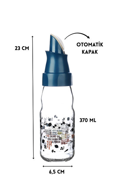 ELDİPA 370 ml Patterned Glass Oil Dispenser with Automatic Lid Leak-Proof Olive Oil Vinegar Lemon Bottle