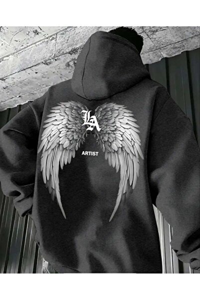 ORVIO Group Angel Wing Printed Oversized Hoodie