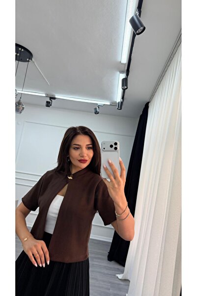 Daves Brown Knitted Blouse with Button Detail on the Front