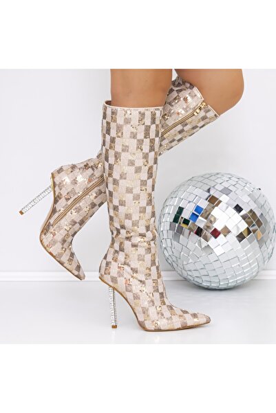 mei Women's Boots with Thin Heel 3ZW7 Gold