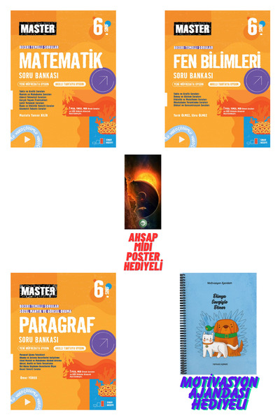 Okyanus Yayınları 6.Sınıf Master Matematik+Fen ve Paragraf Soru Bankası Motiv...