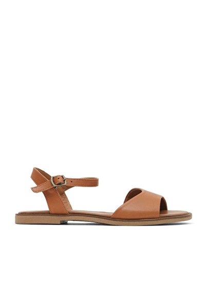 Bueno Shoes Tan Dark Leather Women's Flat Sandals 01Wa5704
