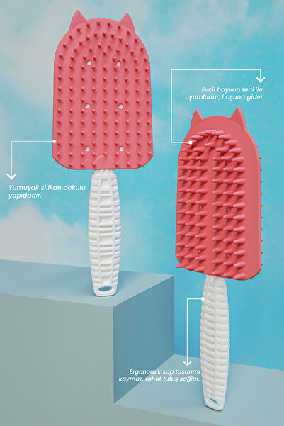 ATA HOME Silikon Kedi Köpek Tarağı Tüy Toplayıcı Tarak Kısa Tüylü Kediler İçi...