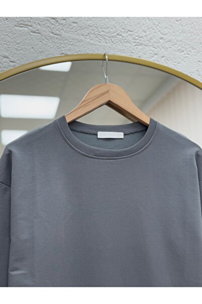MİHRA STORE Alandra Two Thread Plain Sweat-Zİ3088 Ανθρακίτης