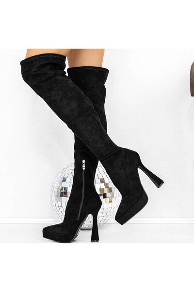 mei Cizme Dama cu Toc subtire si Platforma 3XKK51 Negru