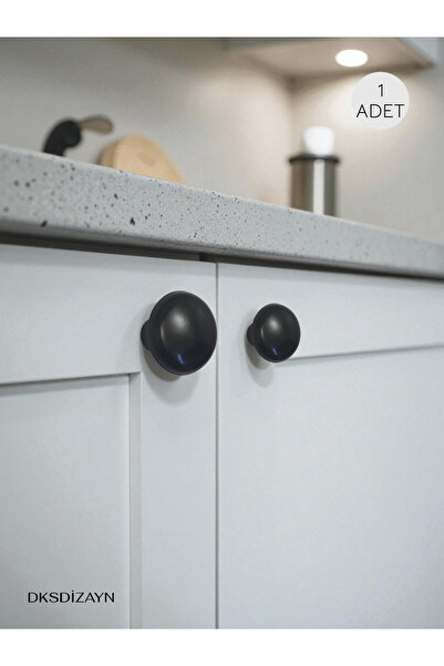 DKSDİZAYN Siyah Mantar Düğme Kulp - 1. SINIF Polimer - Mobilya Çekmece Mutfak...