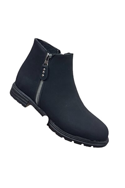 Y&D Shoes 2025-2026 Yeni Sezon Kadın Fermuarlı Günlük Siyah Bot Rahat Taban Kışlık Sıcak Astar