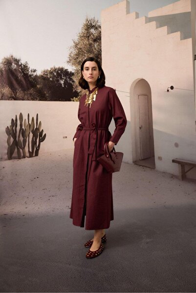 Merwish Vietnam Elbise - BORDO