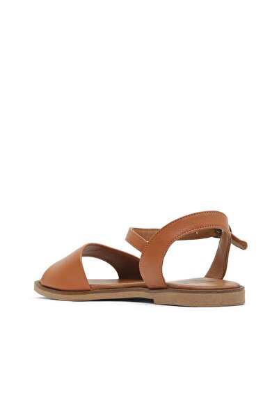 Bueno Shoes Tan Dark Leather Women's Flat Sandals 01Wa5704