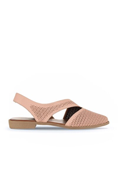 Bueno Shoes Δερμάτινα γυναικεία φλατ σανδάλια σε σκόνη 01wa9202