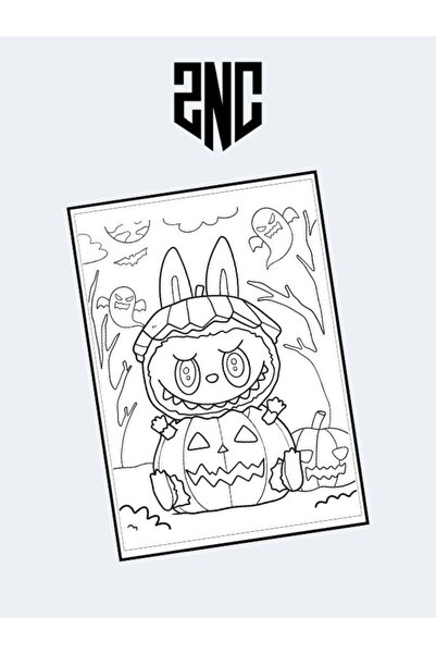 ZNC Labubu Themed Coloring Book, (+20), (Full Page Picture Coloring Book)