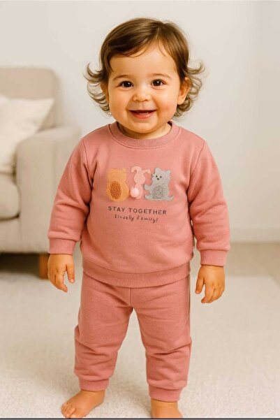 MyPrettyBaby طقم ملابس من قطعتين مطبوع عليه عبارة 'البقاء معًا'، مصنوع من الق...
