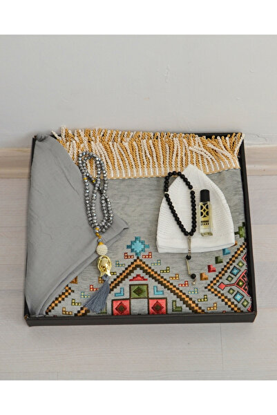 Bilenler Σετ δώρου για προσευχή – Χαλί προσευχής με μοτίβο κιλίμ, επένδυση, κ...