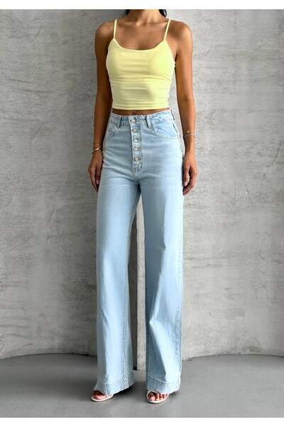 ZDN JEANS Düğme detaylı Bol Jean Pantolon