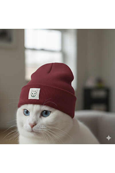 MEOW Winter Wool Cat Label Unisex Foldable Beanie