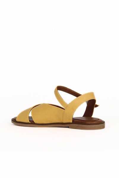 Bueno Shoes Yellow Leather Women's Flat Sandals 01Wa5703