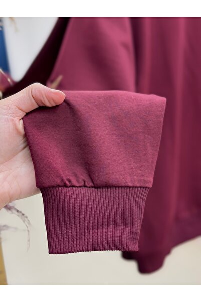 MİHRA STORE Aleah Two-Strand Casual Sweat-Zi̇3089 Burgundy