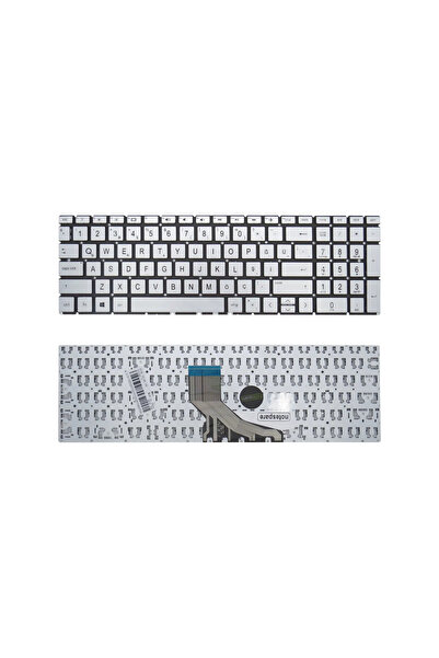 Notespare HP Uyumlu Pavilion Gaming 15-cx0019nt (4PS48EA), 15-cx0030nt (5QX68EA) Klavye Gümüş TR
