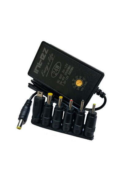 OEM Mains power supply 230VAC - 3-12V/2A 3V-6V/2500mAh 7.5V-12V/2000mAh 30W +6 sockets red LED display KTQD2