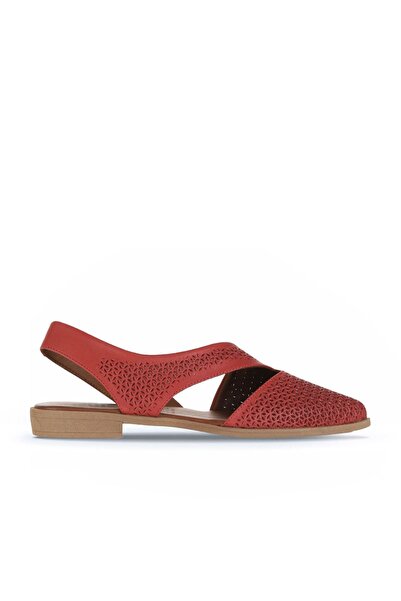 Bueno Shoes Κόκκινα Δερμάτινα Γυναικεία Flat Σανδάλια 01wa9202