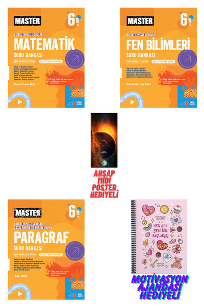 Okyanus Yayınları 6.Sınıf Master Matematik+Fen ve Paragraf Soru Bankası Motiv...