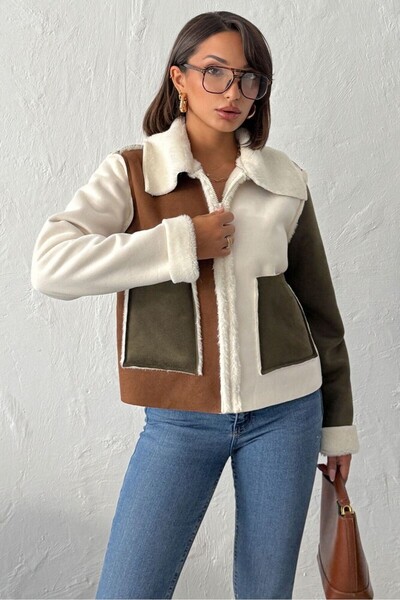 cemo Suede Rabbit Fur Laminated Coat