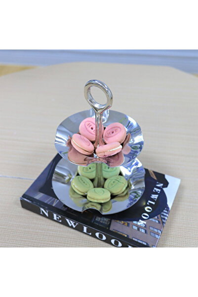 cc bin shihon Elegant and luxurious small dessert stand made of rust-resistant Indian steel – silver – 11cm high, 18cm wide – nut holder