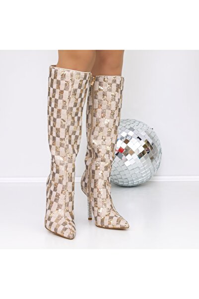 mei Women's Boots with Thin Heel 3ZW7 Gold