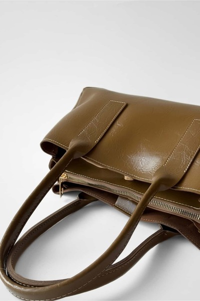 Yuka Atelier Viona Shiny Faux Leather Shoulder and Hand Bag