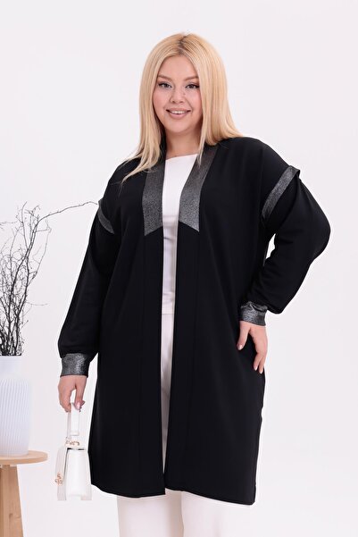 Siyezen Plus Size Silver Gilt Detailed Cardigan