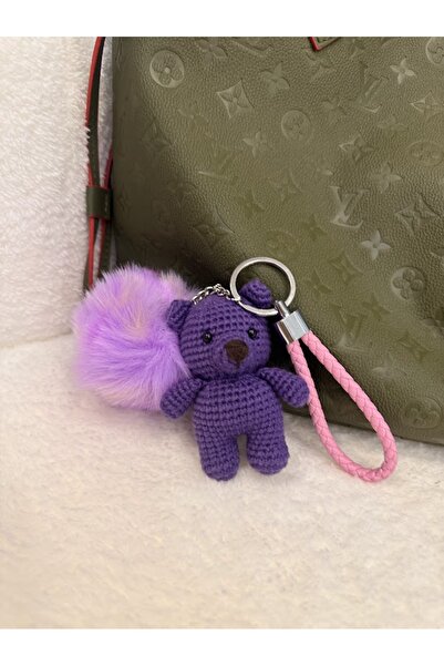 Thezuffy سلسلة مفاتيح محبوكة على شكل دمية دب أميجورومي مصنوعة يدويًا - هدية ل...