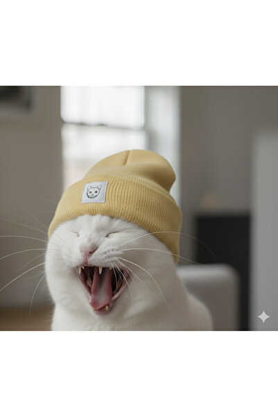 MEOW Winter Wool Cat Label Unisex Foldable Beanie