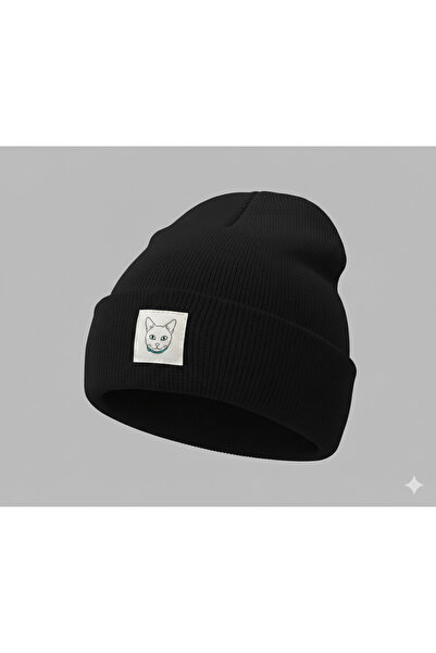 MEOW Winter Wool Cat Label Unisex Foldable Beanie