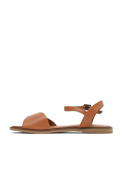Bueno Shoes Tan Dark Leather Women's Flat Sandals 01Wa5704