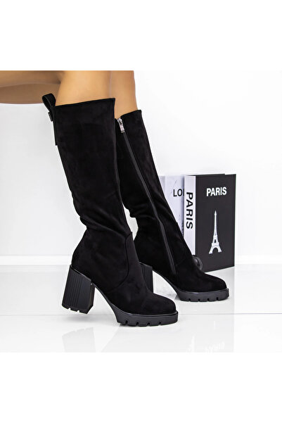 mei Дамски боти с дебел ток 3AD16 Черни