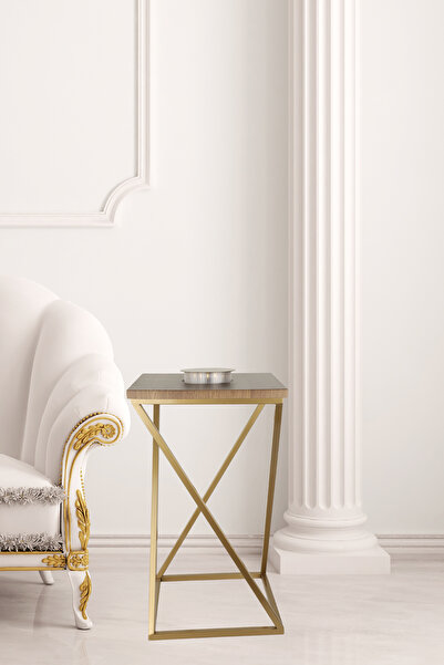 Begüsa Zeta Ledli Pilli Sehpa Eskitme Ceviz Ahşap