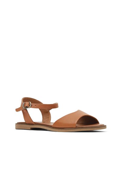 Bueno Shoes Tan Dark Leather Women's Flat Sandals 01Wa5704